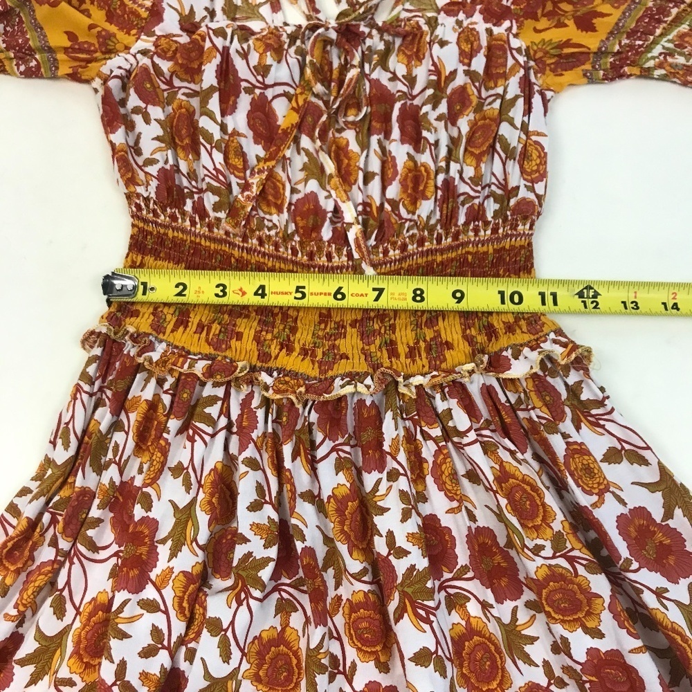 Boho Square neck floral retro summer dress Small - Picture 11 of 12